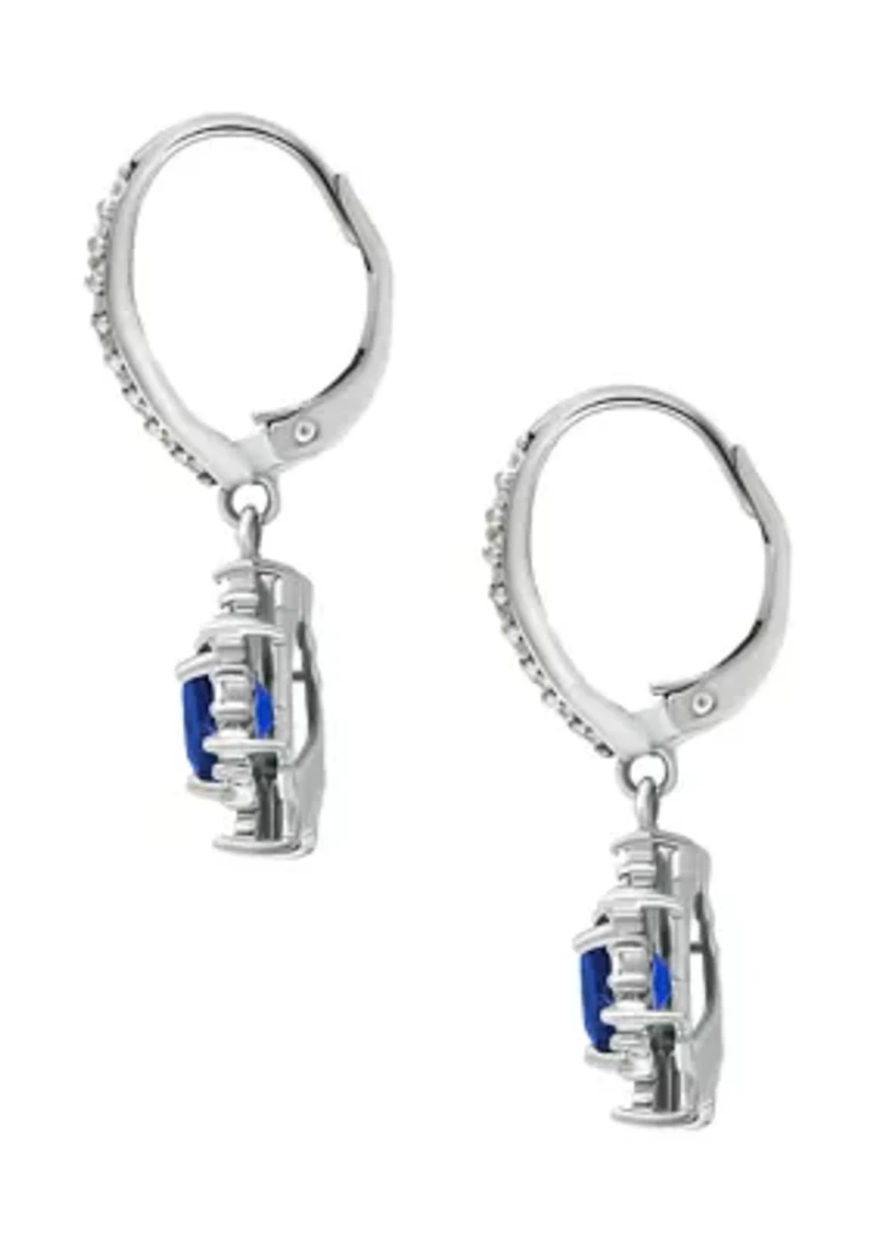 Lab Created 2.74 ct. t.w. Created Blue and Created White Sapphire Drop Lever Back Earrings, Sterling Silver