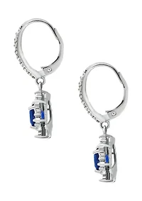 Lab Created 2.74 ct. t.w. Created Blue and Created White Sapphire Drop Lever Back Earrings, Sterling Silver