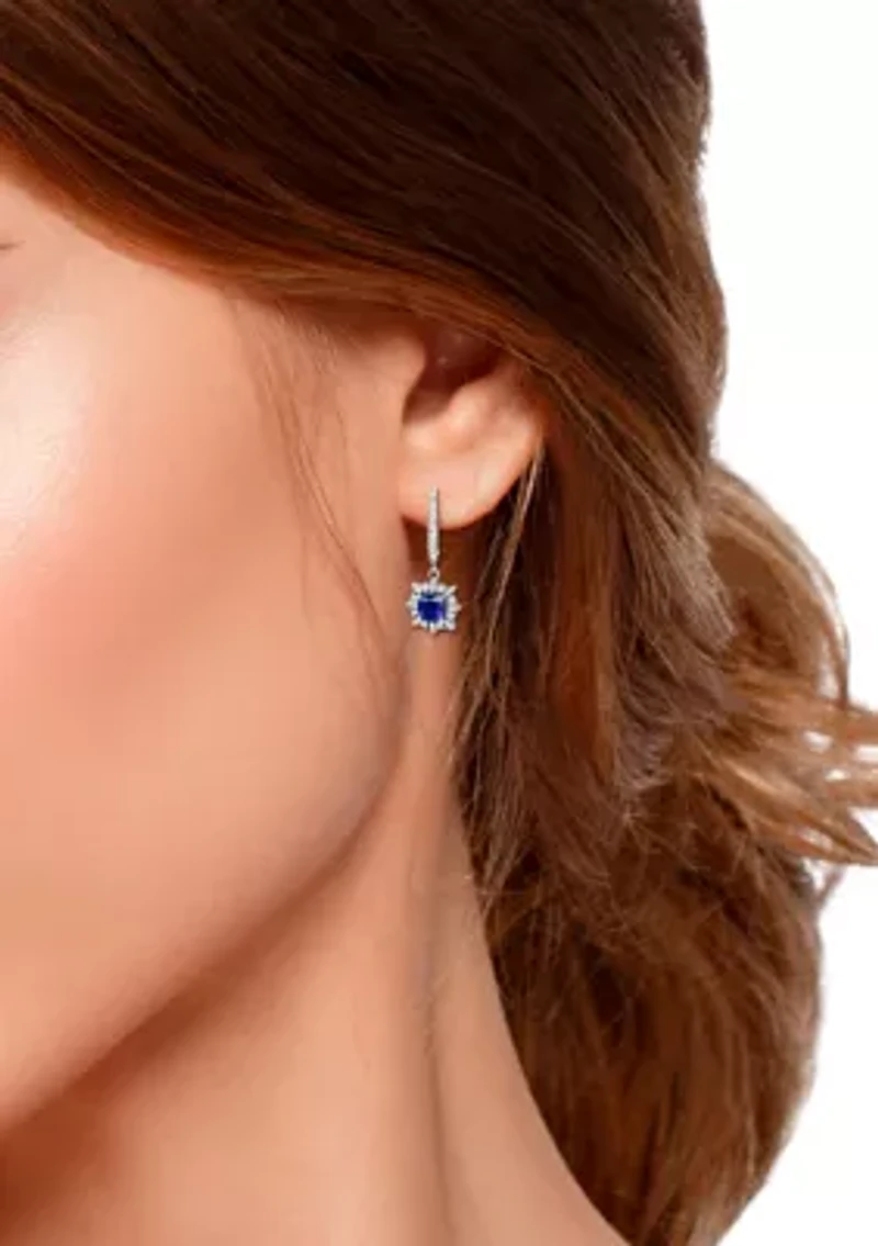 Lab Created 2.74 ct. t.w. Created Blue and Created White Sapphire Drop Lever Back Earrings, Sterling Silver
