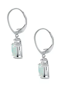 Lab Created 1.11 ct. t.w. Synthetic Opal and Created  White Sapphire Drop Lever Back Earrings, Sterling Silver