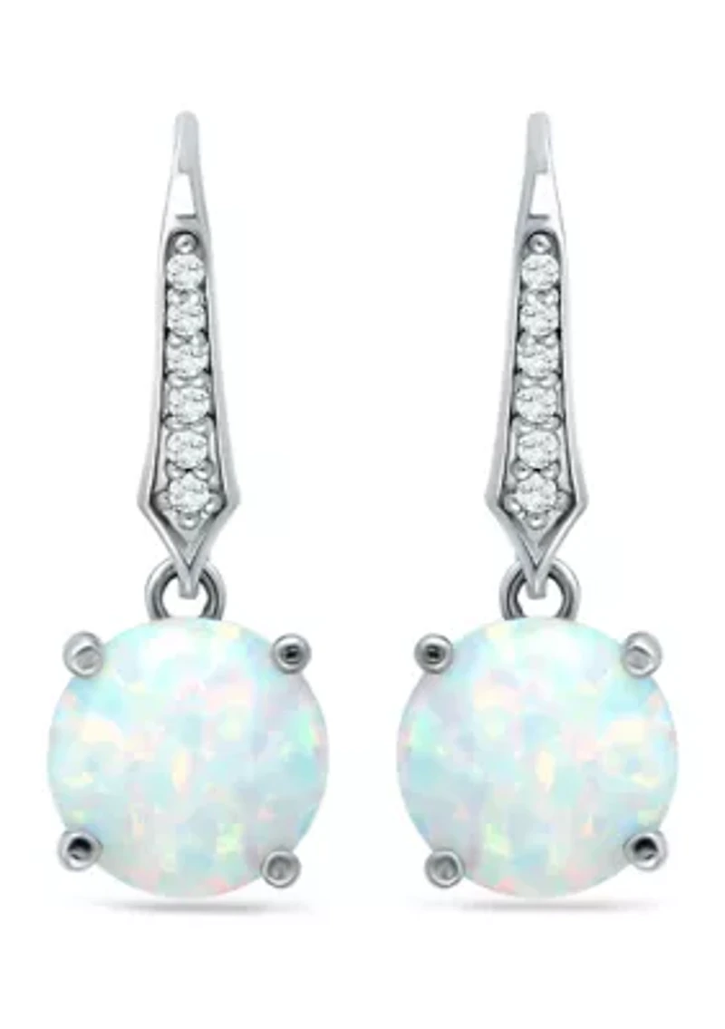 3.21 ct. t.w. Created Opal & Created White Sapphire Drop Earrings in Sterling Silver
