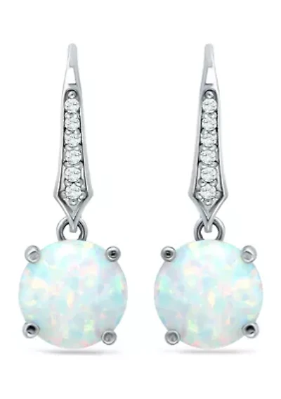 3.21 ct. t.w. Created Opal & Created White Sapphire Drop Earrings in Sterling Silver