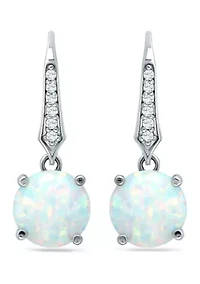 3.21 ct. t.w. Created Opal & Created White Sapphire Drop Earrings in Sterling Silver