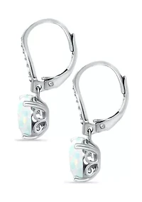 3.21 ct. t.w. Created Opal & Created White Sapphire Drop Earrings in Sterling Silver
