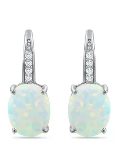 1.75 ct. t.w. Synthetic White Opal and White Topaz Lever Back Earrings, Sterling Silver