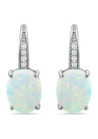 1.75 ct. t.w. Synthetic White Opal and White Topaz Lever Back Earrings, Sterling Silver