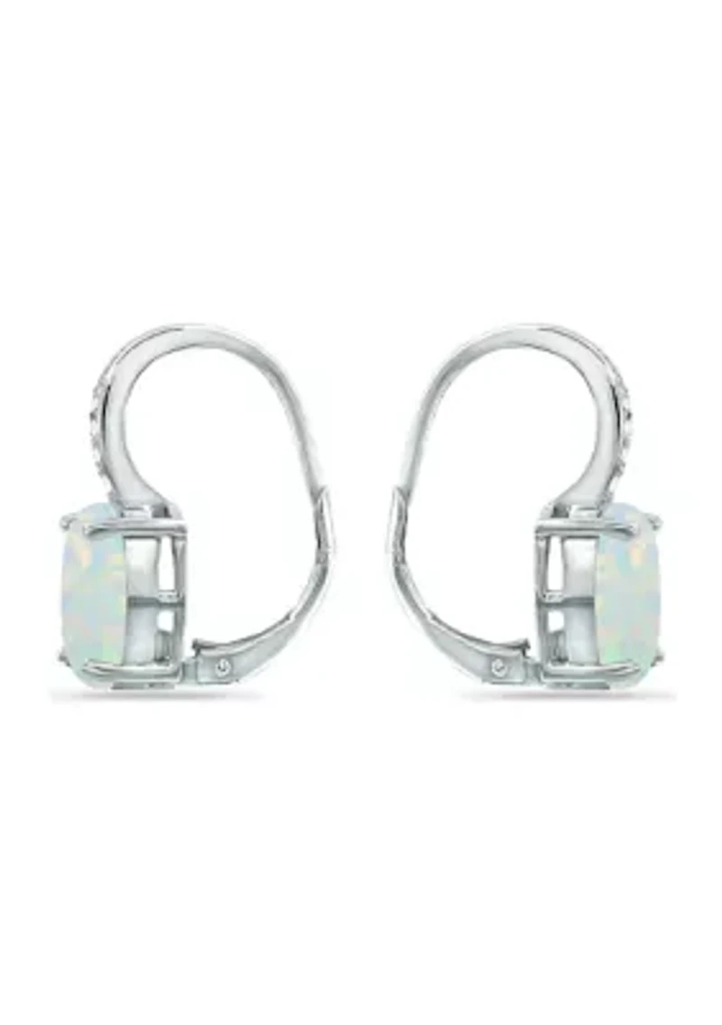 1.75 ct. t.w. Synthetic White Opal and White Topaz Lever Back Earrings, Sterling Silver