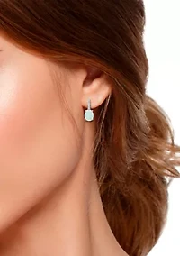 1.75 ct. t.w. Synthetic White Opal and White Topaz Lever Back Earrings, Sterling Silver