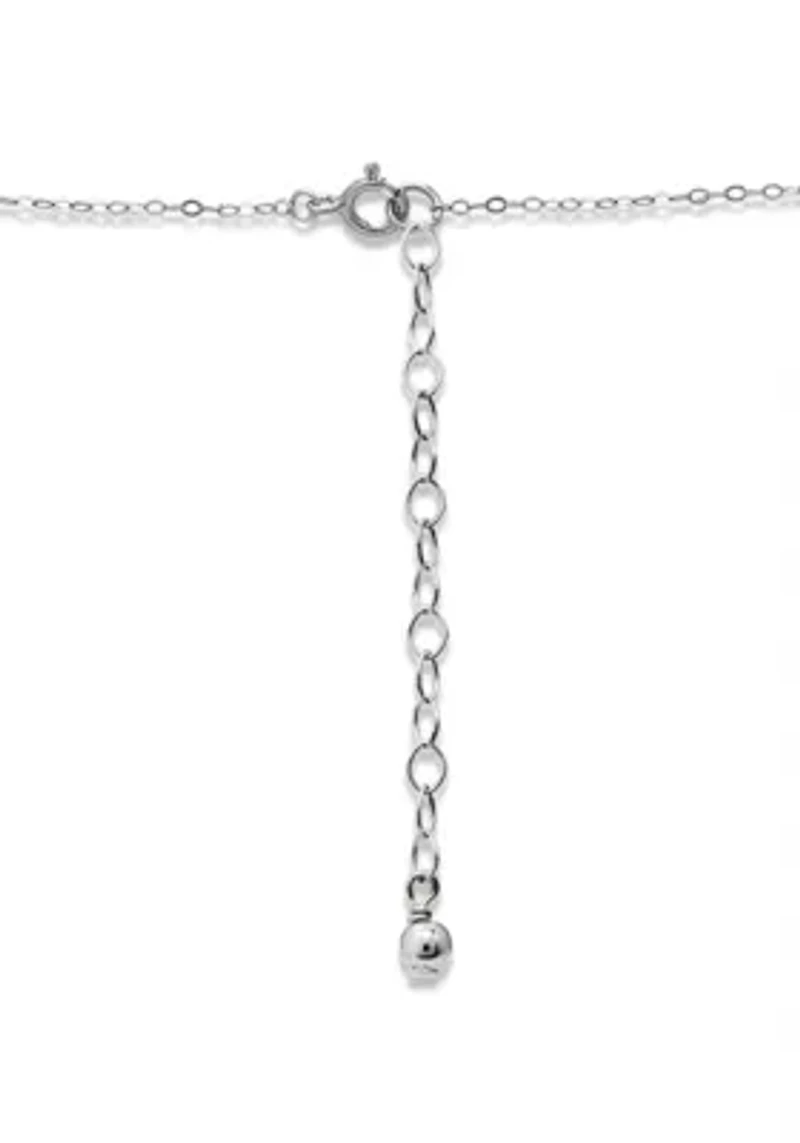 7/8 Cttw 8X5mm Pear London Blue Topaz & 2mm Round White Topaz Pendant w/Bale, Sterling Silver, DS