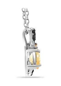 1.24 ct. t.w. Citrine and Black Spinel Bee Necklace, Sterling Silver