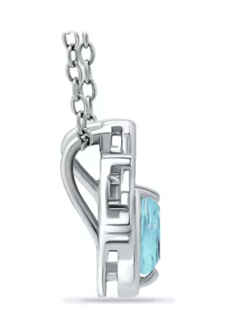 3/4 ct. t.w. Blue and White Topaz Paw Necklace, Sterling Silver