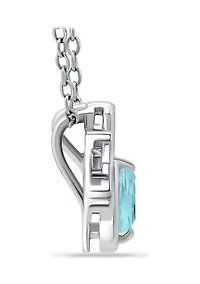 3/4 ct. t.w. Blue and White Topaz Paw Necklace, Sterling Silver