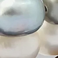 Freshwater Pearl 3-Strand Stretch  Bracelet -White, Grey  Blue