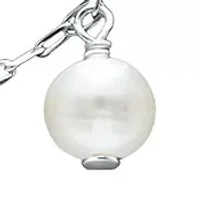 Fresh Water Pearl Paper Clip Chain Necklace and Drop Earrings, 2PC Set, Sterling Silver