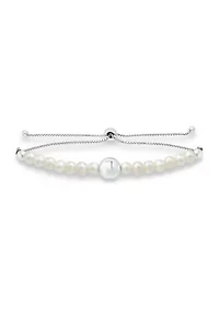 4-4.5 mm Freshwater Pearl and Silver Bead Bolo Bracelet in Sterling Silver
