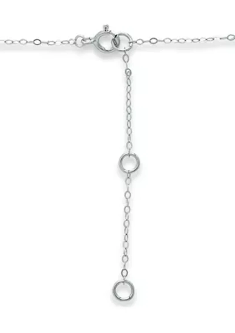  6.5-7 Millimeter Freshwater Pearl and Diamond Cut Bead Station Necklace in Sterling Silver