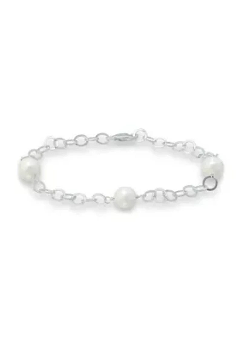 Freshwater Pearl Station Link Chain Bracelet