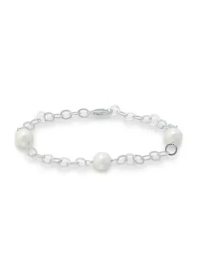 Freshwater Pearl Station Link Chain Bracelet
