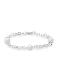 Freshwater Pearl Station Link Chain Bracelet