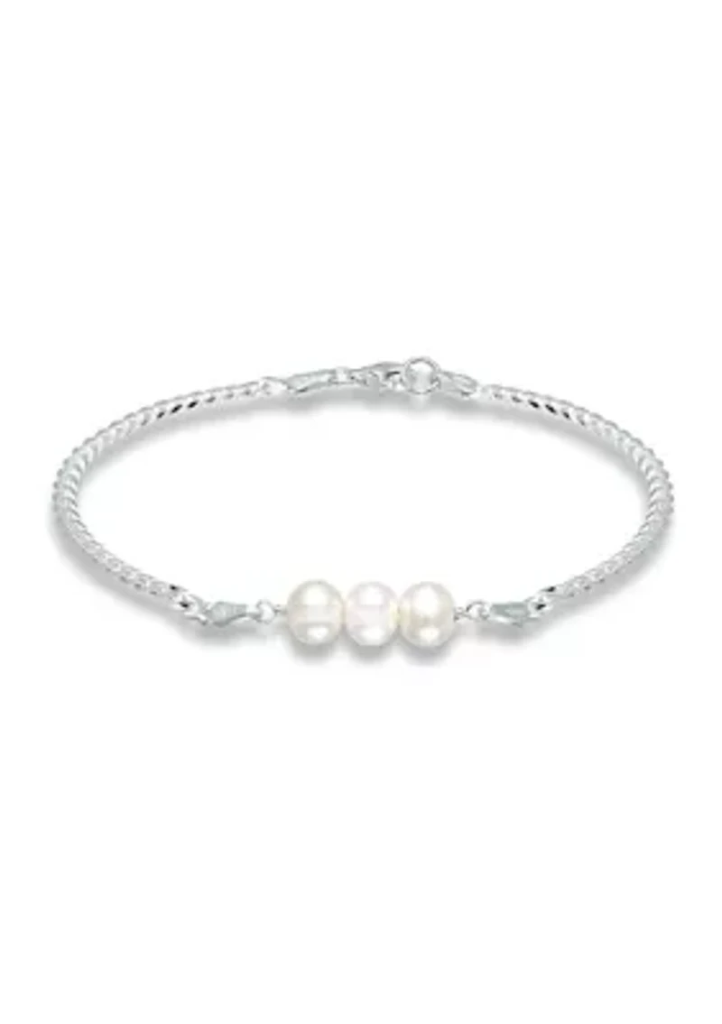 Fresh Water Pearl Curb Chain Bracelet, Sterling Silver