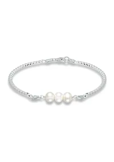 Fresh Water Pearl Curb Chain Bracelet, Sterling Silver