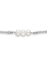 Fresh Water Pearl Curb Chain Bracelet, Sterling Silver