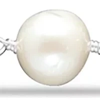 Fresh Water Pearl Station Paper Clip Chain Necklace, Sterling Silver