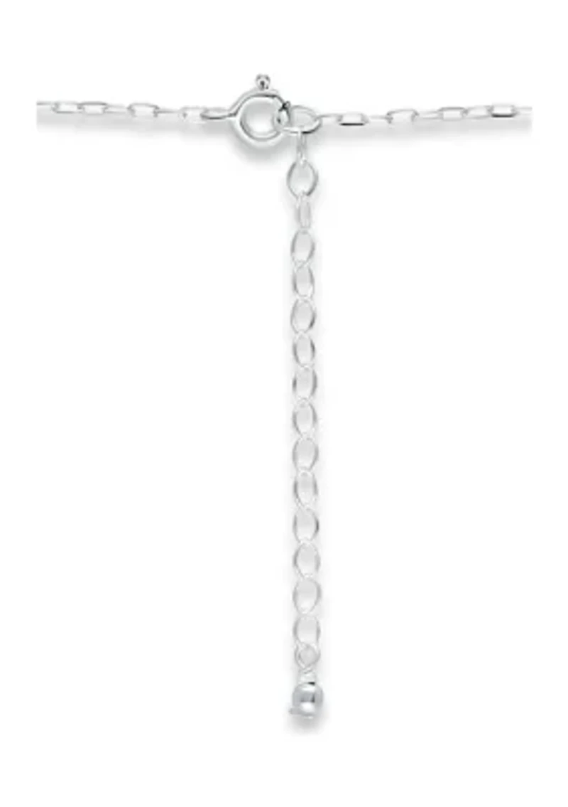 Fresh Water Pearl Station Paper Clip Chain Necklace, Sterling Silver