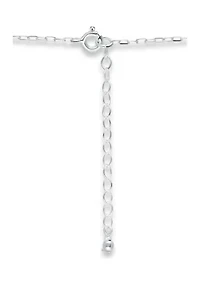 Fresh Water Pearl Station Paper Clip Chain Necklace, Sterling Silver