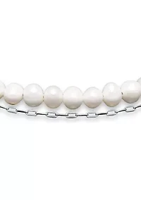 Fresh Water Pearl Paper Clip Chain Layered Bracelet, Sterling Silver