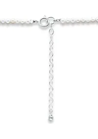 Fresh Water Pearl Strand Necklace with Heart Charm, Sterling Silver