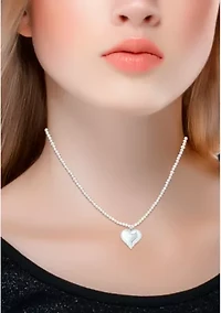 Fresh Water Pearl Strand Necklace with Heart Charm, Sterling Silver