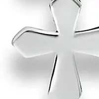 Fresh Water Pearl and Silver Bead Strand Stretch Bracelet with Cross Charm, Sterling Silver