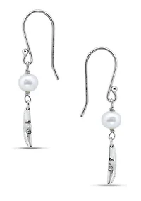 5mm Freshwater Pearl & Starfish Drop French Wire Earrings, Sterling Silver