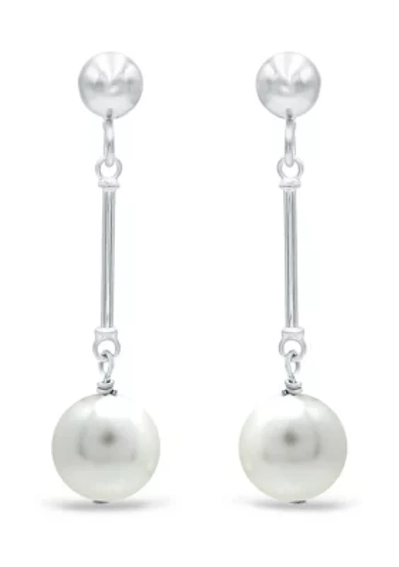 7 Millimeter Freshwater Pearl Drop Earrings in Sterling Silver