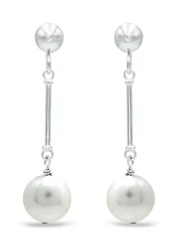 7 Millimeter Freshwater Pearl Drop Earrings in Sterling Silver