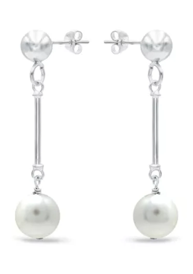 7 Millimeter Freshwater Pearl Drop Earrings in Sterling Silver