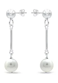 7 Millimeter Freshwater Pearl Drop Earrings in Sterling Silver