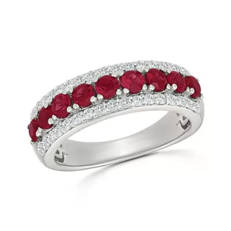 Lab Created Ruby and White Sapphire Fashion Ring