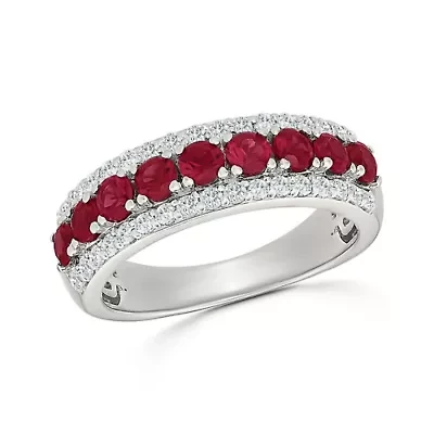 Lab Created Ruby and White Sapphire Fashion Ring