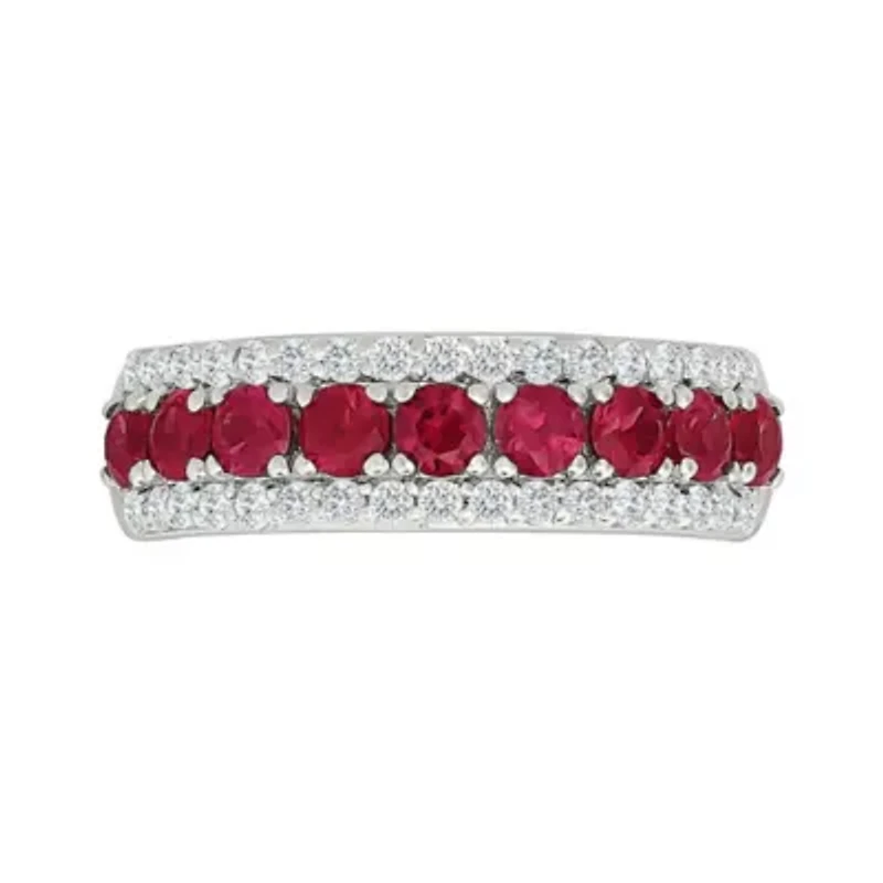 Lab Created Ruby and White Sapphire Fashion Ring