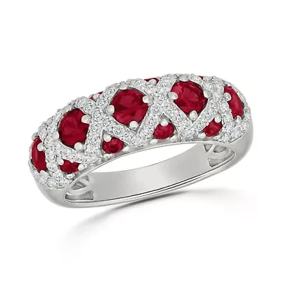 Lab Created Ruby and White Sapphire Fashion Ring