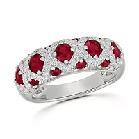 Lab Created Ruby and White Sapphire Fashion Ring