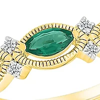 Lab Created 0.10CT.TW and Emerald Fashion Ring
