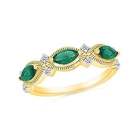 Lab Created 0.10CT.TW and Emerald Fashion Ring