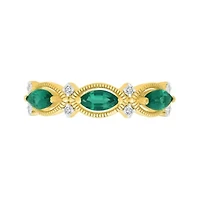 Lab Created 0.10CT.TW and Emerald Fashion Ring