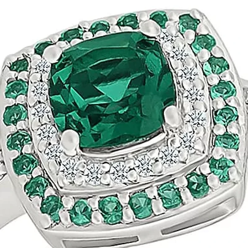 Lab Created Emerald and White Sapphire Fashion Ring