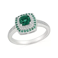 Lab Created Emerald and White Sapphire Fashion Ring