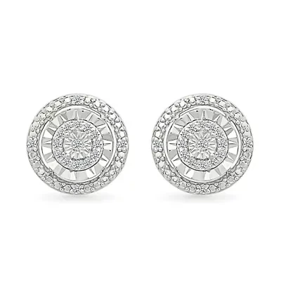 Diamond Fashion Halo Circle Stud Earring