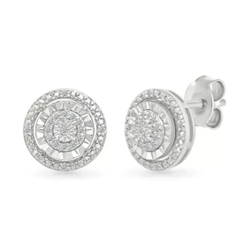 Diamond Fashion Halo Circle Stud Earring